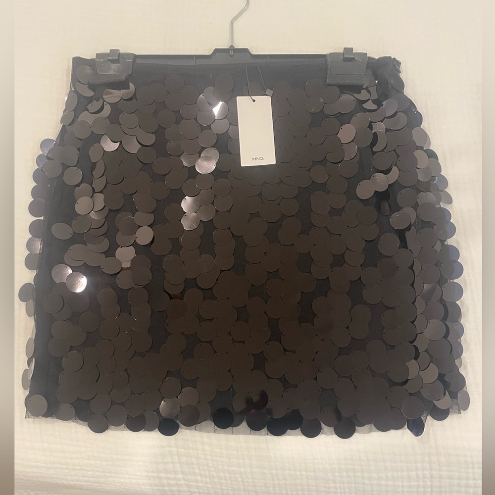 Mango Black Sequin Mini skirt